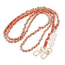 Purse Chain Strap, Iron Replacement Strap with Buckles, 49 Inch, Red  Gold