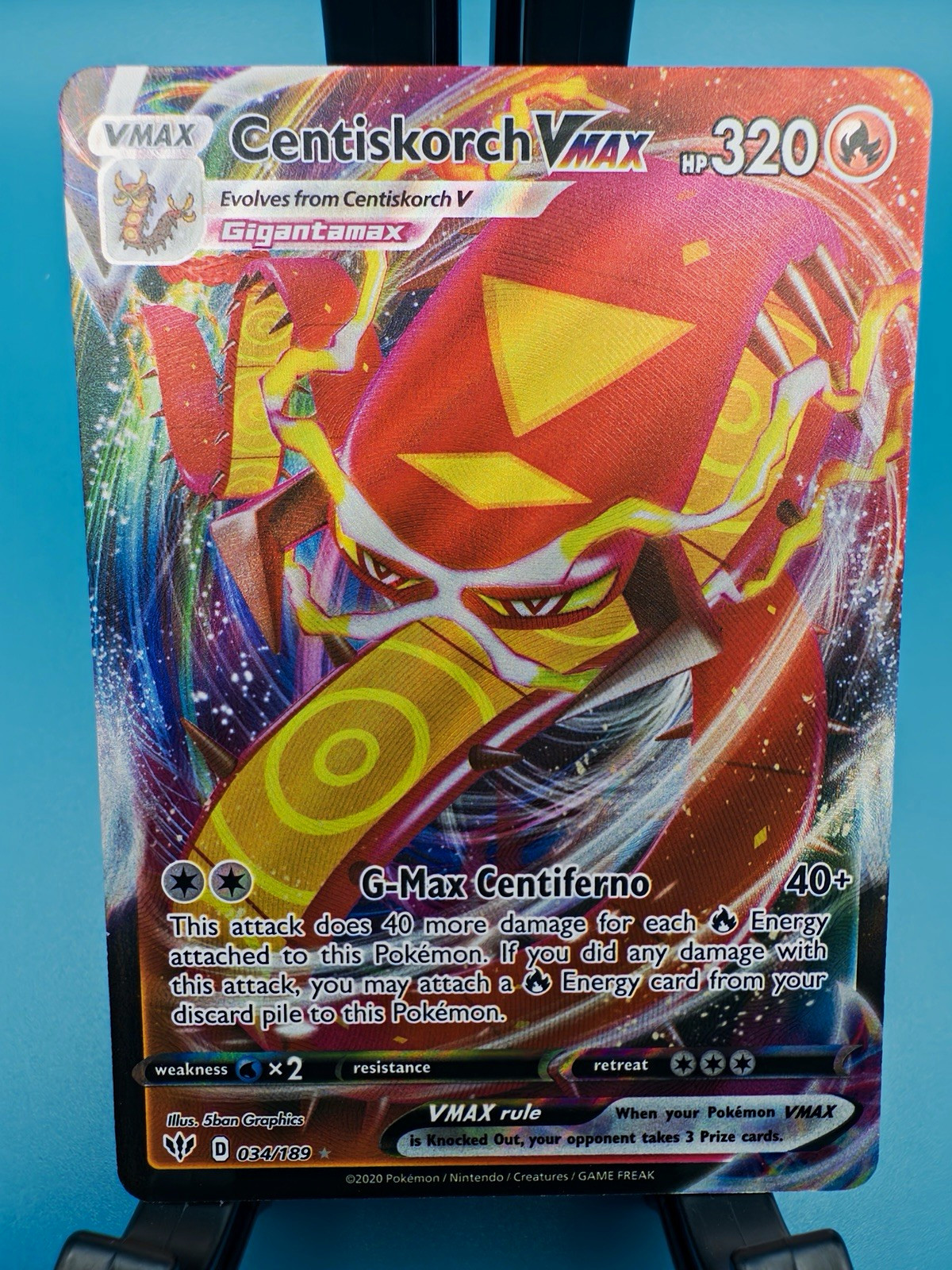 Pokemon Centiskorch VMAX 034/189 Darkness Ablaze Ultra Rare Holo 2020 TCG NM