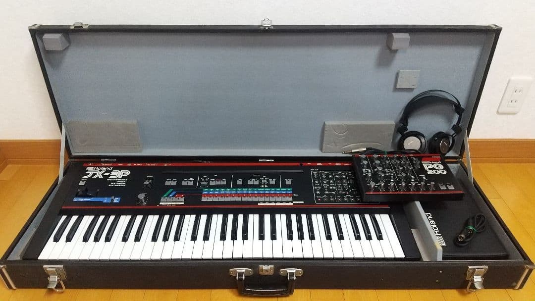 【美品】Roland JX-3P PG200 シンセサイザー ハードケース付き Roland JX-3P w/ PG-200 Programmer Analog Synth Hard Case Set from
