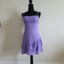 Women's Size M Lavender Ruffle Mini Dress Y2K Coquette Asymmetrical Speechless