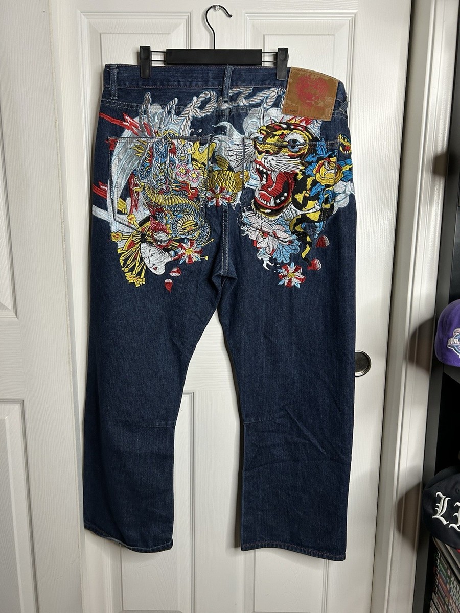 2008 Men's Don Ed Hardy Japan Embroidered Jeans Y2K | eBay