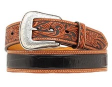 Nocona Western Belt Mens Gator Print Leather Brown Black N2495267