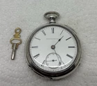 ILLINOIS POCKET WATCH, 18 SIZE, 1IJ, GRADE 2, KW, VTG 1883, COIN SILVER SERVICED