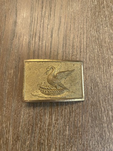 1870s Era Vintage Brass Plated Pelican Belt Buckle