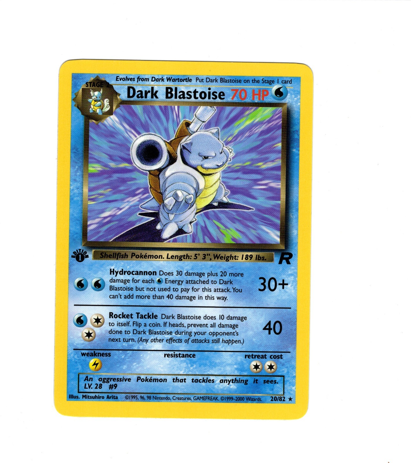 Dark Blastoise Rare Team Rocket 20/82 NM Pokemon TCG WOTC 1st Edition NM
