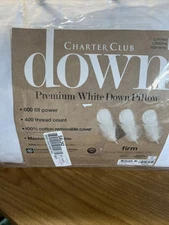 Charter Club White Down Firm Density Pillow, King
