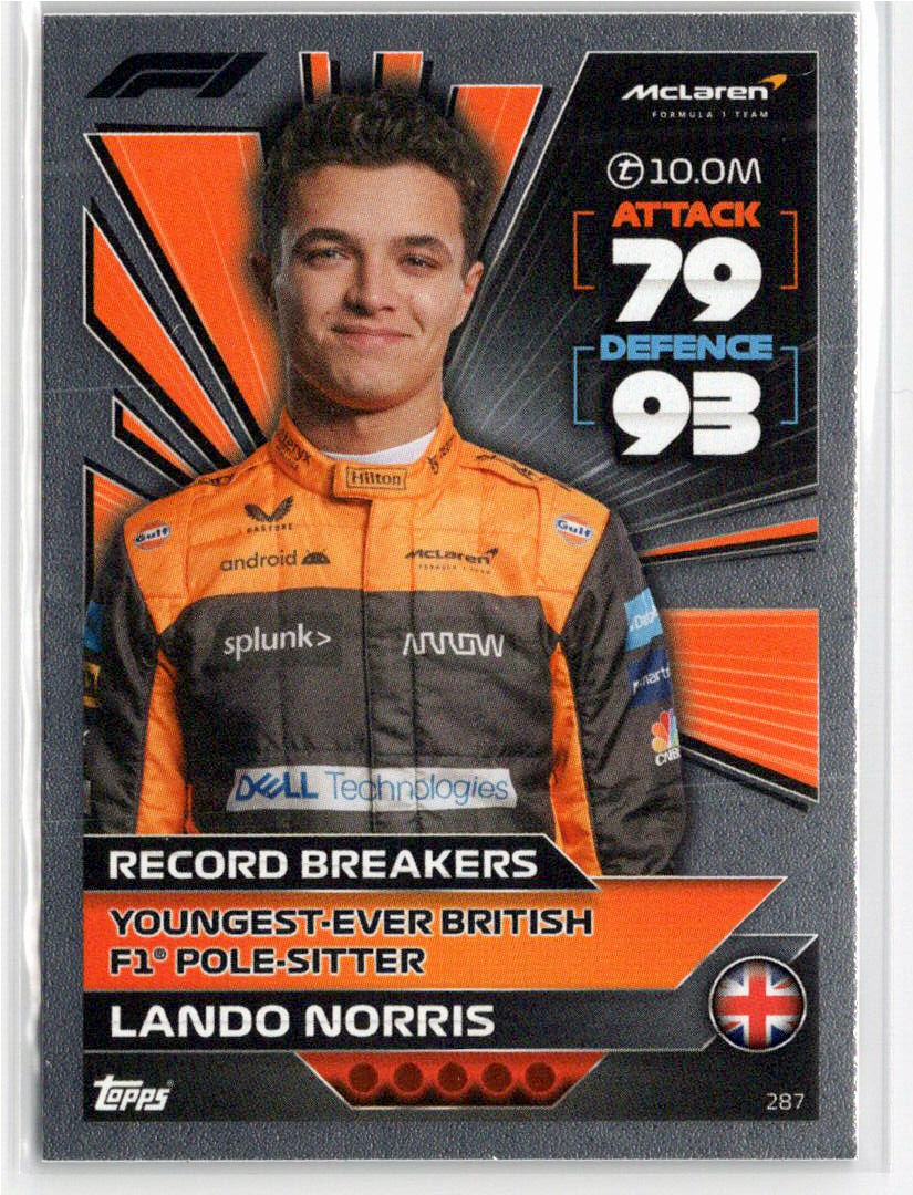 2022 Topps F1 Turbo Attax Silver Foil #287 Lando Norris - Record
