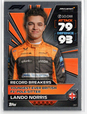 2022 Topps F1 Turbo Attax Silver Foil #287 Lando Norris - Record