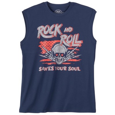 Iron Stitch Übergrößen Tanktop denimblau Rock Skull 3XL 4XL 5XL 6XL 7XL 8XL 10XL