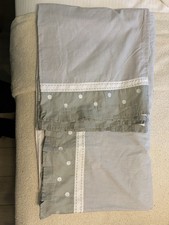 Pottery Barn Kids Baby Crib Skirt Organic Gray White Polka Dot Strip Nursery NEW