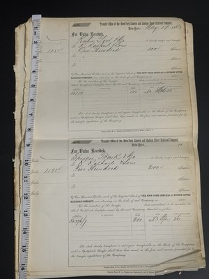1883 NY Central Railroad Stock Transfer Ledger Pages Lot 5 Kuhn Loeb Wall St RR