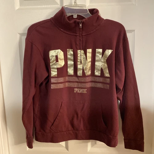 UNDERCOVER Felpa con cappuccio rosa Victorias Secret donna XS bordeaux 1 4 zip pullover pochette