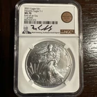 2021 Silver Heraldic Eagle T-1 MS70 End of Era 1 of 999  Salzberg Signed NGCMS70