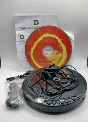 Deluxe Products Portable CD Player Anti-Skip with Earbuds, Cables Black, & CD