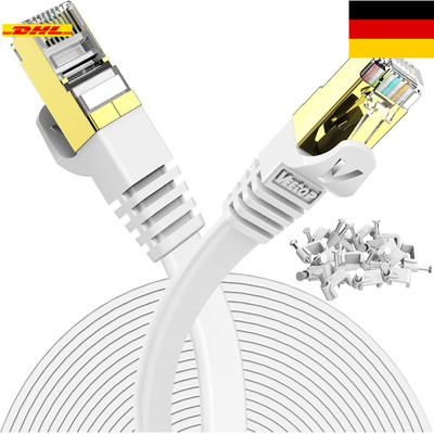 Flach Cat7 Lan Kabel | 10m | 10 Gbps | STP Schutz