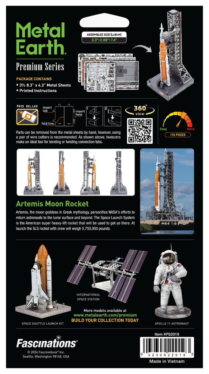 Fascinations Premium Series ARTEMIS MOON ROCKET 3D Metal Earth