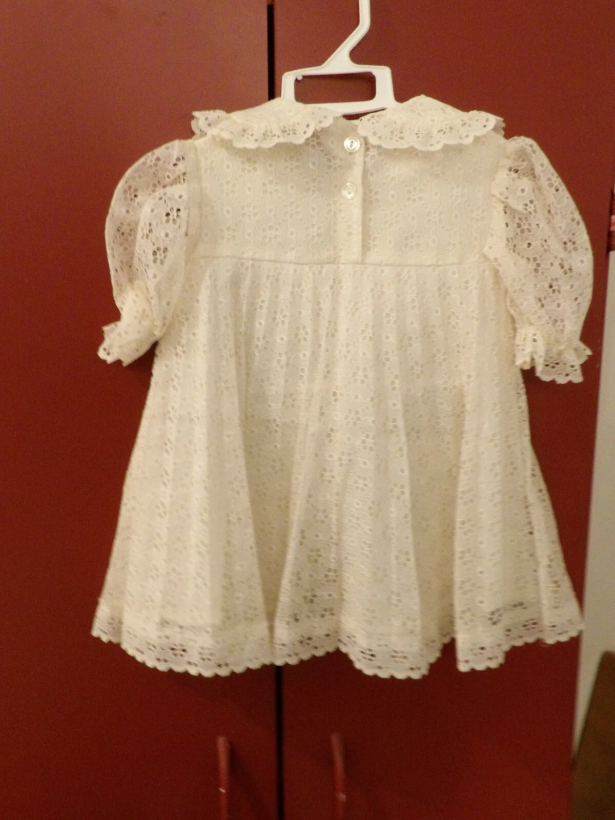 OFF WHITE Abito vintage in pizzo bianco sporco bambina taglia 2T