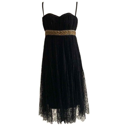 Dolce & Gabbana Unworn 2006 Black Lace Dress Gold Laurel Trim Published IT40 2/4 - Picture 1 of 10