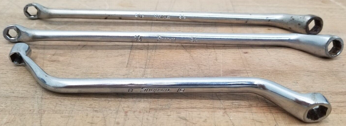 Lot of 3 SnapOn Tools Brake Bleeder Wrenches S6110A, B1458B, B1467A