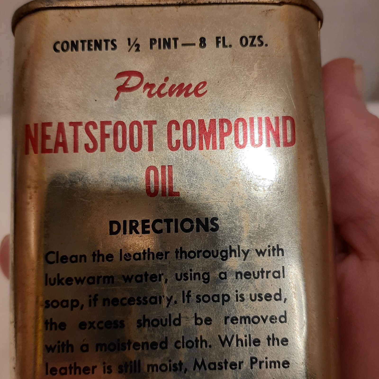 Master Prime Neatsfoot Compound Oil Tin Can With Product Petronio Shoe VTG Prop