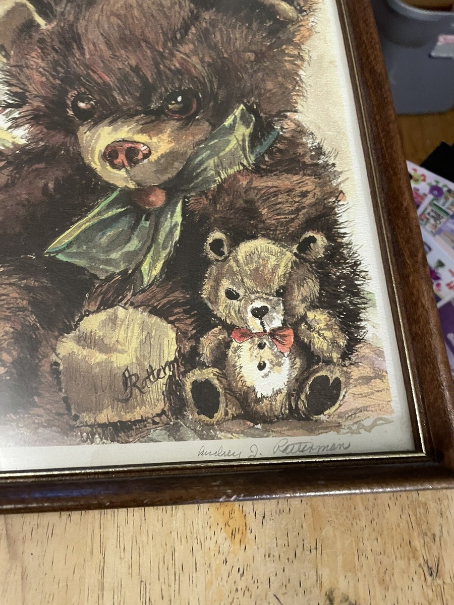 Audrey Ratterman Original Watercolor #229/500 Teddy Bear Reading