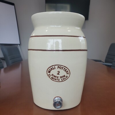 RARE Vintage MIALI Pottery 2 Gal Ceramic Beverage Crock El Monte California 