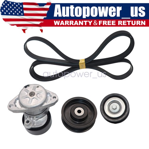 Engine Belt Tensioner & Idler Pulley Serpentine Belt kit Fit For