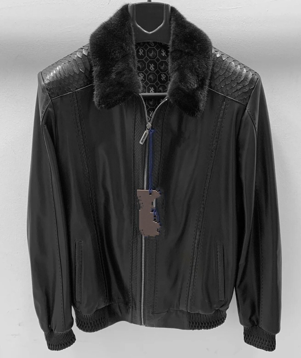 着用回数3〜４回　BOSS Lamb Leather Jacket Hugo Boss LEVIS Lamb Skin Leather Biker Jacket Mens Size XL