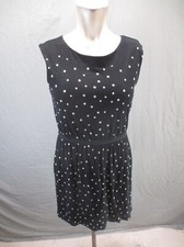 Ann Taylor Size S Womens Polka Dot Round Neck Sleeveless Stretch Waist Dress 419