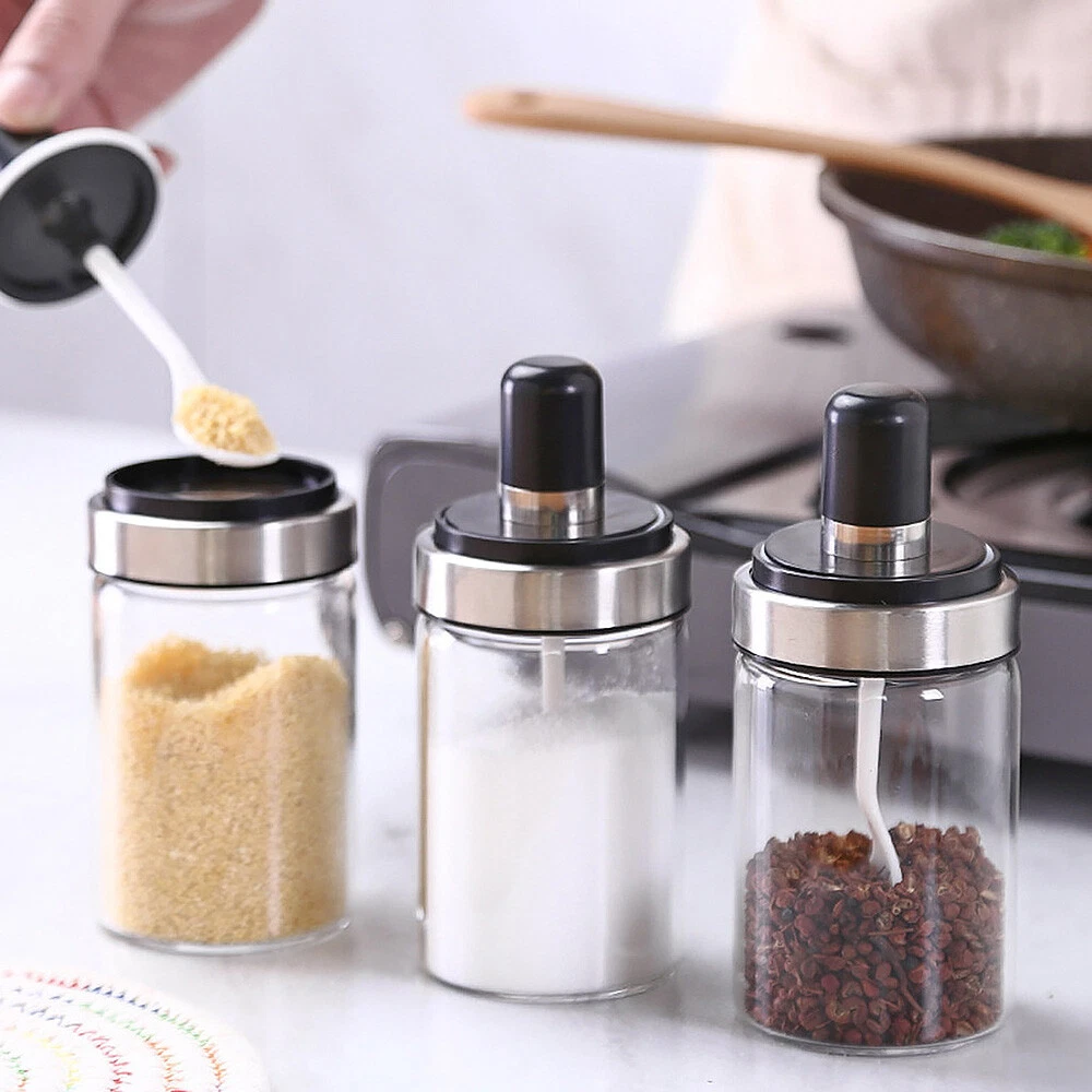 Spice Jar Clear Leak-proof Seasoning Jar Glass Large Capacity Seasoning  Bottle Drop-resistant Condiment Jar