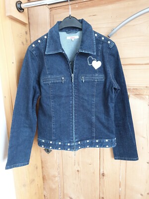 S Oliver Damen Jacken Jeansjacke 38, Stretch Strass Nieten blue Denim 