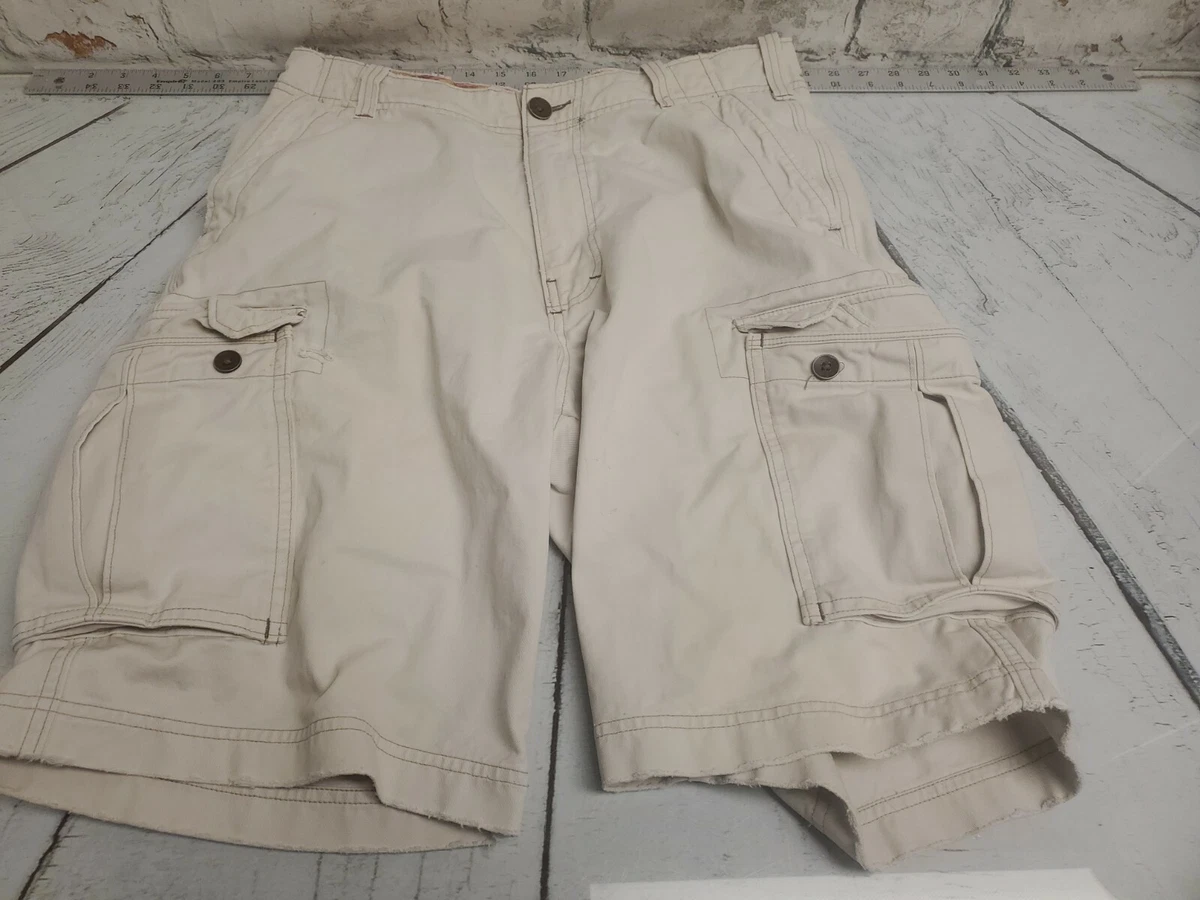 Mens Hollister Cotton Cargo Shorts Size 30 Off White
