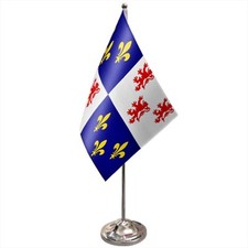 France Picardy Satin & Chrome Premium Table Flag 