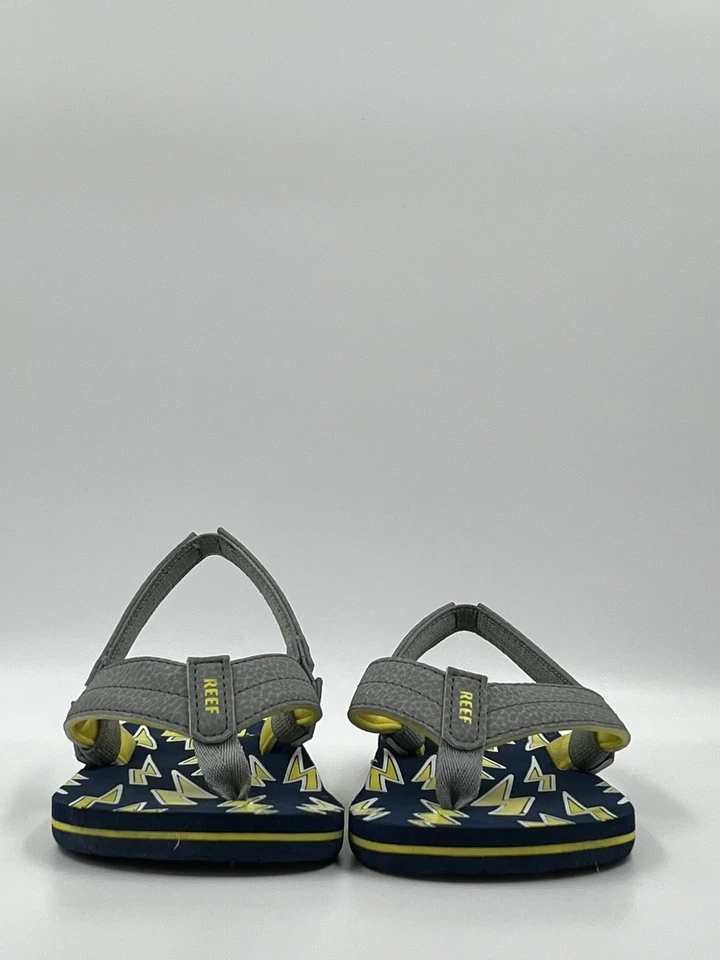 Sandalias Reef Little Boys 10 Little Uni Chanclas Niños Azul Marino Amarillo Gris Trueno Foto 4 de 4