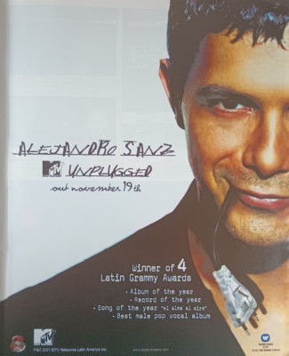 ALEJANDRO SANZ ORIGINAL (UNFRAMED) 2001 magazine PROMO AD