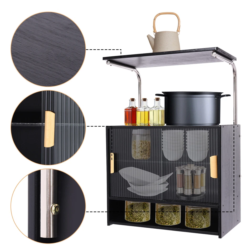 Armario de almacenamiento de despensa de cocina con espacio de almacenamiento para microondas y estantes Foto 4 de 4