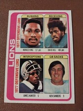 1978 DETROIT LIONS TOPPS TEAM LEADERS CARD #509 HORACE KING DAVID HILL SANDERS