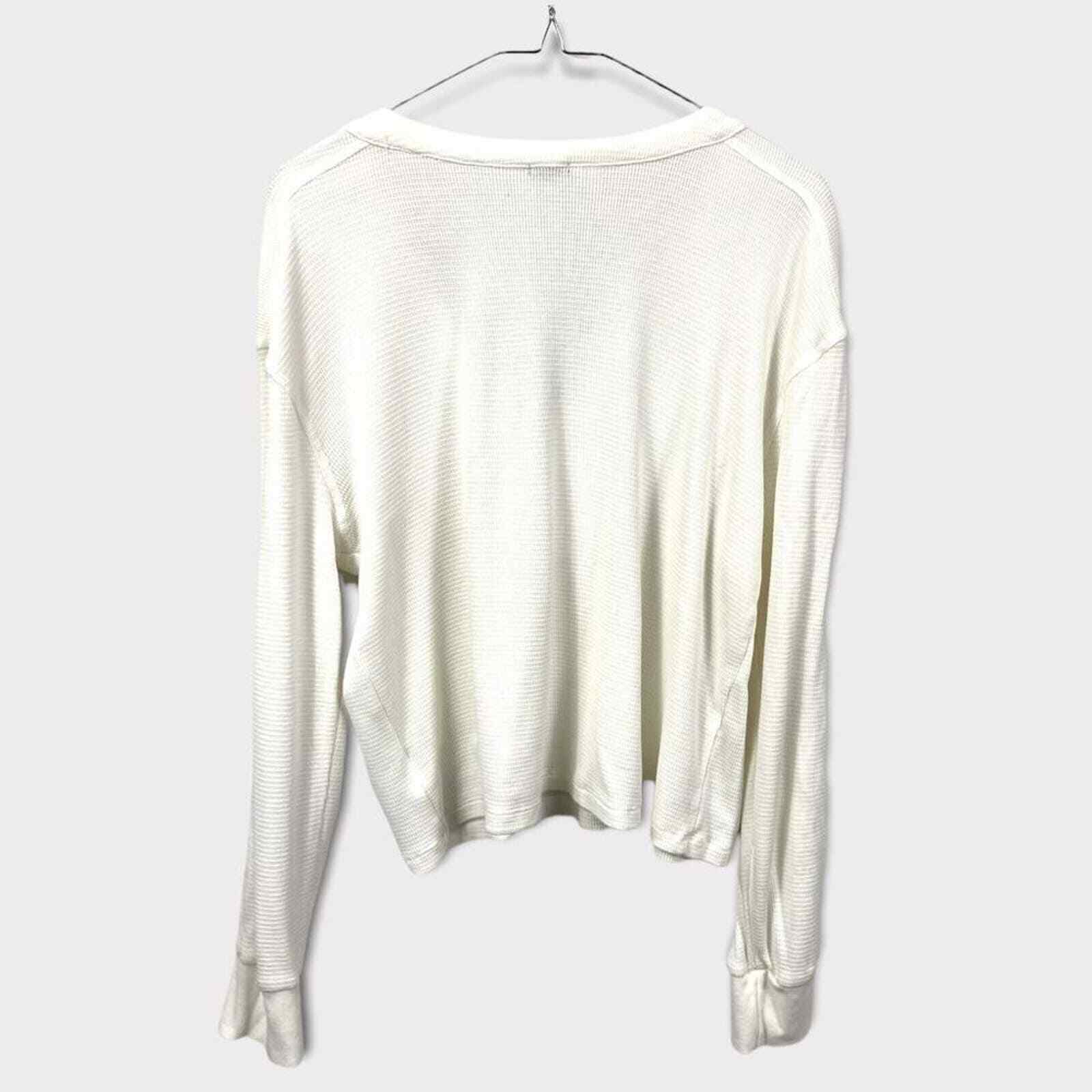 MONROW Button Up Baby Thermal Henley Ivory Top - image 6