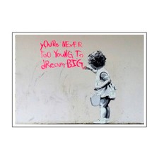 BANKSY DREAM BIG - CANVAS/FRAMED WALL ART PICTURE PRINT - CREAM PINK BLACK