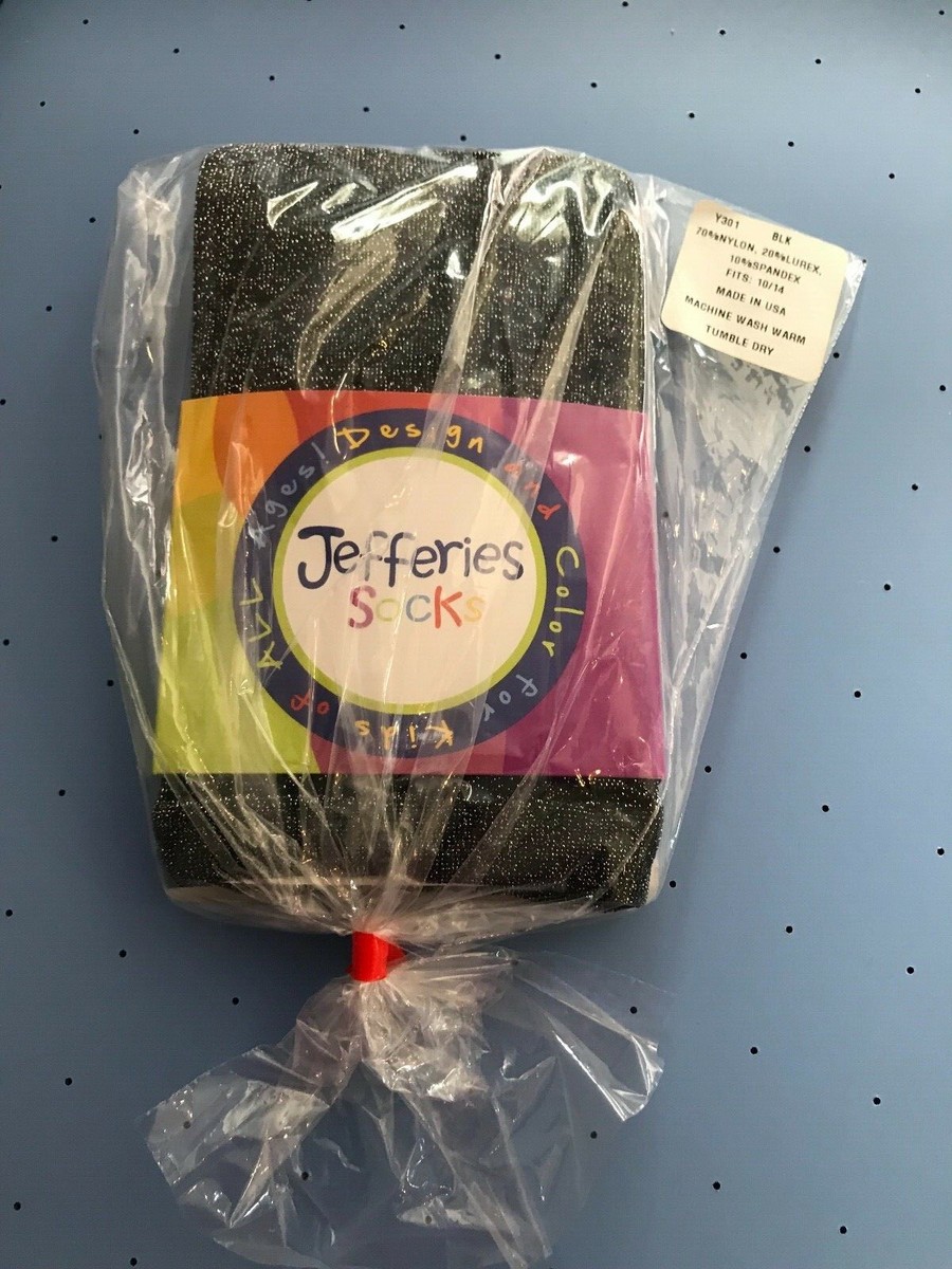 NEW Jefferies Socks Black w/ Silver Sparkle Tights in Girls Size