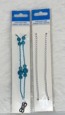 Lot of 2 - Sunglasses Necklace Chain Eyeglasses Jewelry Beads Blue / Silver NEW