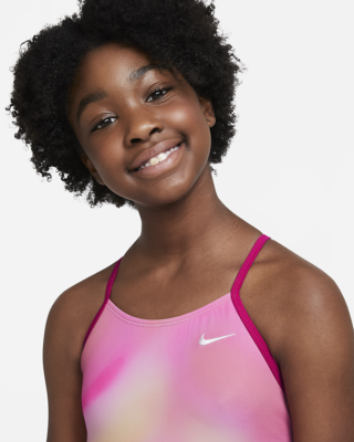 Nike Kid Pink Spectrum Cross Back One-Piece Swimsuit L10829 Size