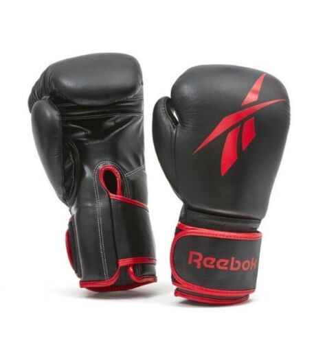 Reebok RSCB-10110BK Leather Boxing Gloves Black/Red 10oz/S - Picture 1 of 8