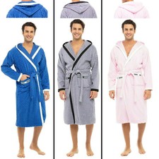 Men  s Waffle Weave Robes Hooded Bathrobe 100 Cotton Terry Bath Robe Spa Robes