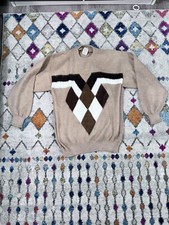 Womens 100 Wool Cardigan Handmade Aztec Sweater M-L Made In Mexico EUC