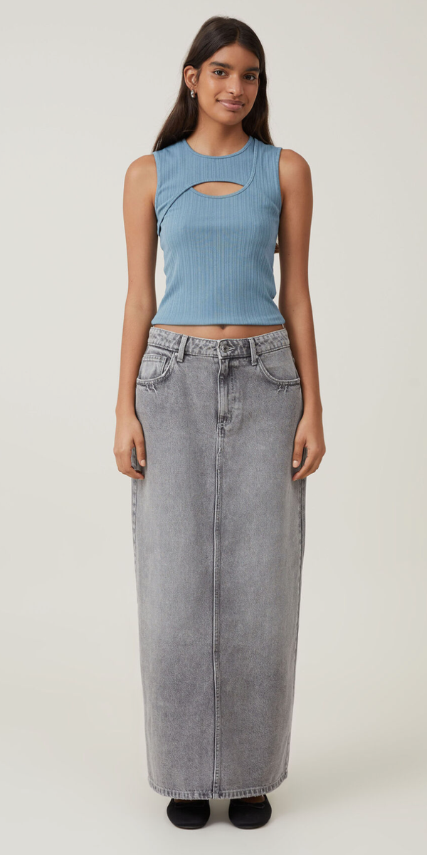 Cotton:On Women's Romy Cut Out Tank Crew Neck Sleeveless Aspen