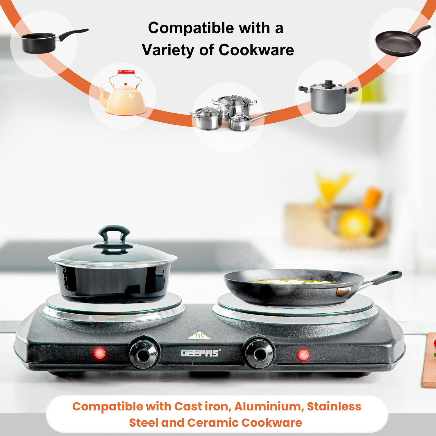 2000W Double Ceramic Hot Plate Infrared Portable Electric Cooktop Hob