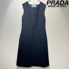 USED RARE PRADA HIGH-QUALITY RAYON A-LINE SLEEVELESS DRESS, SIZE 38 GOOD