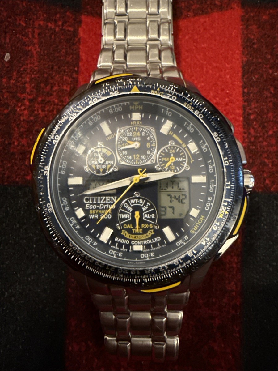Citizen Men's Eco-Drive Stainless Steel Alarm Skyhawk AT Blue