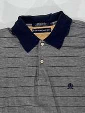 Tommy Hilfiger Mens L Gray Striped Short Sleeve Polo Shirt